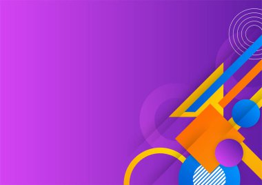 Soyut mavi kırmızı kırmızı turuncu geometrik memphis eğri sunum arkaplanı. Reklam, pazarlama, sunum, kartvizit, broşür, broşür için moda gradyanlar vektör illüstrasyonuName.