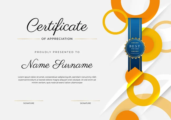 Modern Elegant Colorful Diploma Certificate Template Certificate Achievement Border Template — Stock Vector