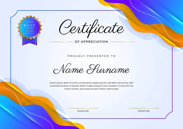 Modern Elegant Colorful Diploma Certificate Template Certificate Achievement Border Template — Stok Vektör