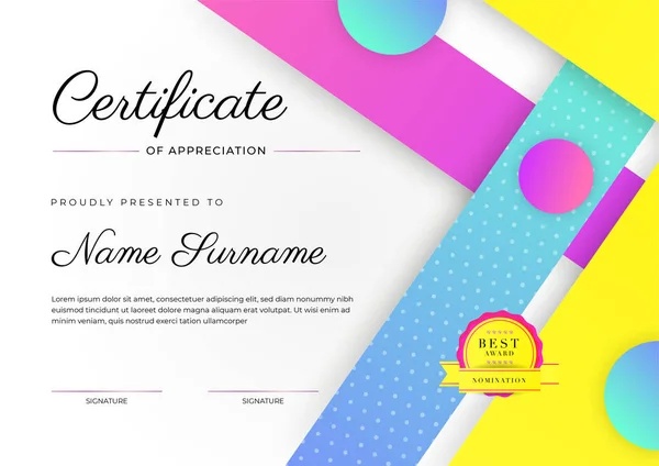 Modern Elegant Colorful Diploma Certificate Template Certificate Achievement Border Template — Vector de stock