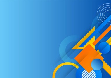 Soyut mavi kırmızı kırmızı turuncu geometrik memphis eğri sunum arkaplanı. Reklam, pazarlama, sunum, kartvizit, broşür, broşür için moda gradyanlar vektör illüstrasyonuName.