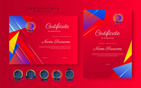 Modern Blauw Certificaat Van Prestatie Border Template Met Luxe Badge — Stockvector