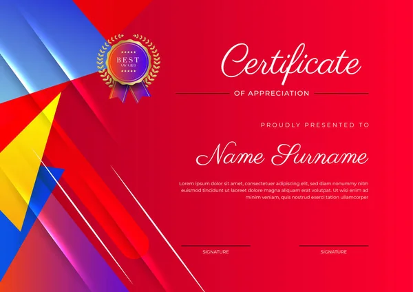 Modern Elegant Colorful Diploma Certificate Template Certificate Achievement Border Template — Vettoriale Stock