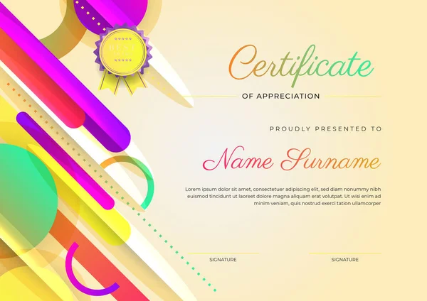 Modern Elegant Colorful Diploma Certificate Template Certificate Achievement Border Template — Stockvector