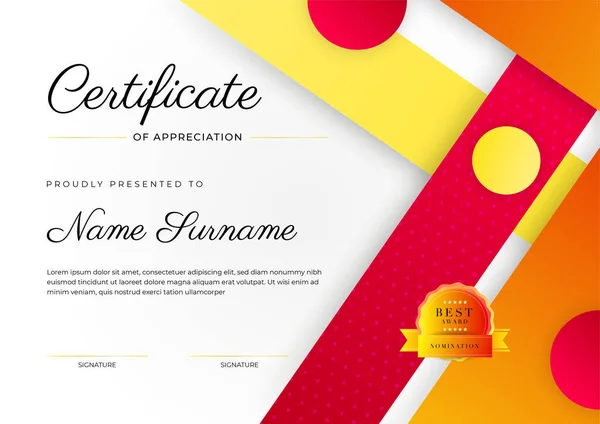 Modern Elegant Colorful Diploma Certificate Template Certificate Achievement Border Template — Wektor stockowy