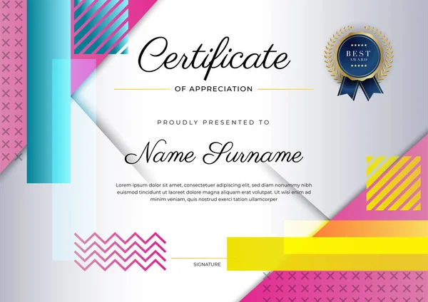 Modern Elegant Colorful Diploma Certificate Template Certificate Achievement Border Template — Wektor stockowy