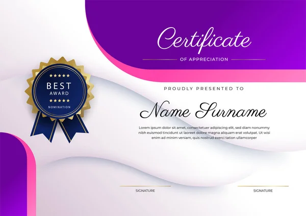 Modern Elegant Colorful Diploma Certificate Template Certificate Achievement Border Template —  Vetores de Stock