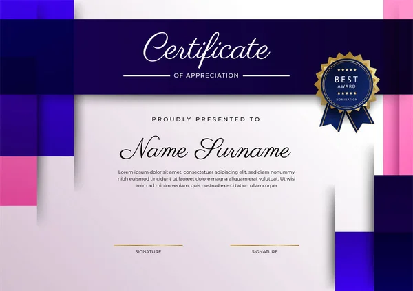 Modern Elegant Colorful Diploma Certificate Template Certificate Achievement Border Template — ストックベクタ