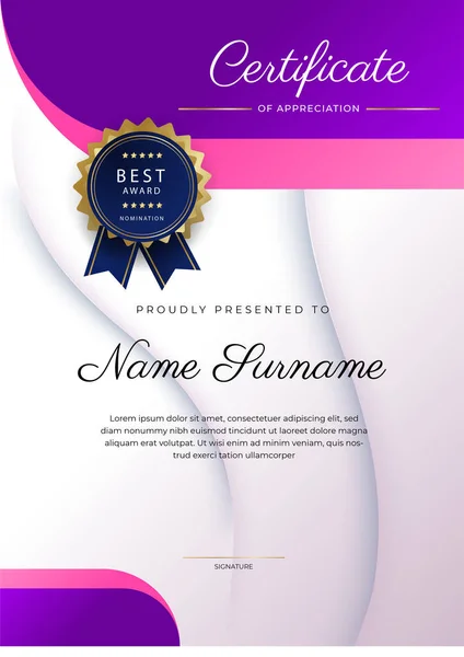 Modern Elegant Colorful Diploma Certificate Template Certificate Achievement Border Template — Vetor de Stock