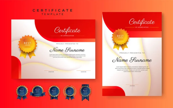 Modern Blue Certificate Achievement Border Template Luxury Badge Modern Line — Vetor de Stock