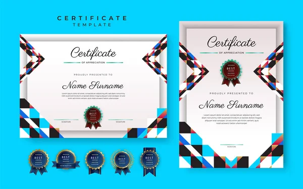 Nowoczesny Niebieski Certyfikat Wzorca Granicy Osiągnięć Luksusową Odznaką Nowoczesnym Wzorem — Wektor stockowy