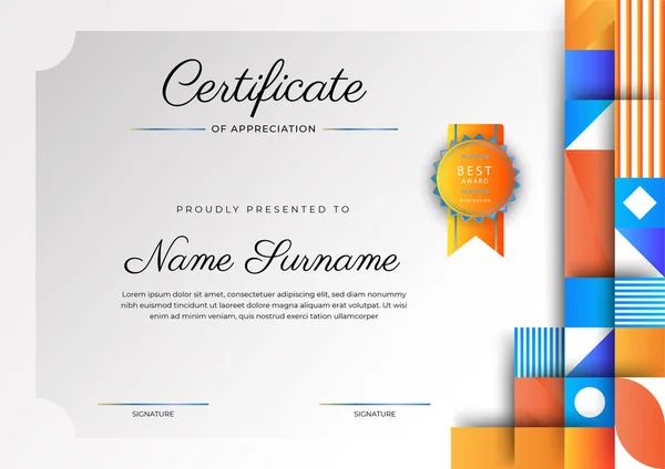 Modern Elegant Colorful Diploma Certificate Template Certificate Achievement Border Template — Stockvector