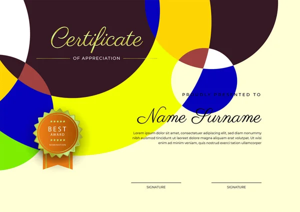 Modern Elegant Colorful Diploma Certificate Template Certificate Achievement Border Template — Stock Vector