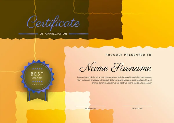 Modern Elegant Colorful Diploma Certificate Template Certificate Achievement Border Template — 스톡 벡터