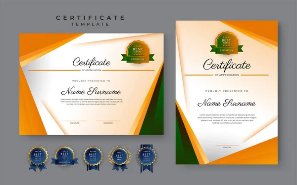 Modern Blue Certificate Achievement Border Template Luxury Badge Modern Line — Vetor de Stock