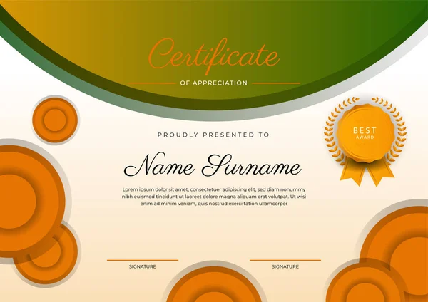 Plantilla Certificado Diploma Colorido Elegante Moderno Certificado Logro Plantilla Frontera — Archivo Imágenes Vectoriales