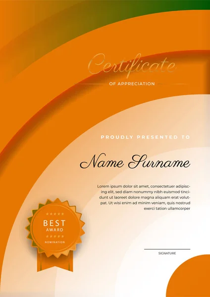 Plantilla Certificado Diploma Colorido Elegante Moderno Certificado Logro Plantilla Frontera — Vector de stock