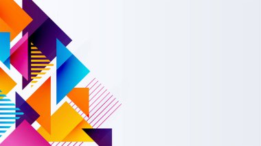 Soyut renkli şekiller sunum arkaplanı. Gradyan dinamik çizgiler arka plan. Modern mozaik mavi turuncu renkli geometrik tasarım arka planı