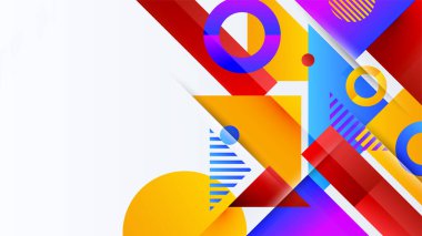 Soyut renkli şekiller sunum arkaplanı. Gradyan dinamik çizgiler arka plan. Modern mozaik mavi turuncu renkli geometrik tasarım arka planı