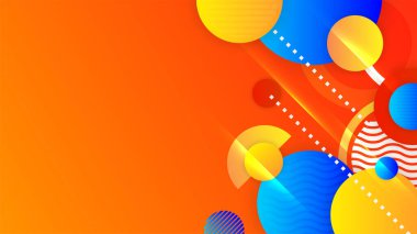 Soyut turuncu sarı şekiller sunum arkaplanı. Gradyan dinamik çizgiler arka plan. Modern mozaik mavi turuncu renkli geometrik tasarım arka planı