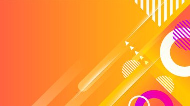 Soyut turuncu sarı şekiller sunum arkaplanı. Gradyan dinamik çizgiler arka plan. Modern mozaik mavi turuncu renkli geometrik tasarım arka planı