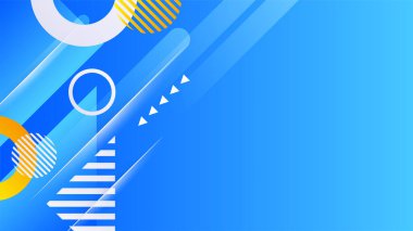 Soyut mavi şekiller sunum arkaplanı. Gradyan dinamik çizgiler arka plan. Modern mozaik mavi turuncu renkli geometrik tasarım arka planı