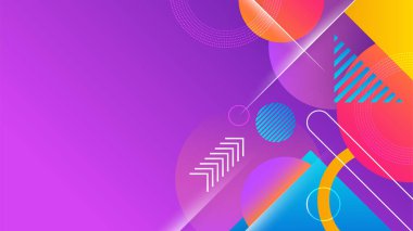 Soyut renkli şekiller sunum arkaplanı. Gradyan dinamik çizgiler arka plan. Modern mozaik mavi turuncu renkli geometrik tasarım arka planı