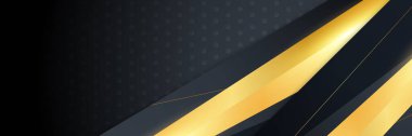 Soyut siyah altın metalik karbon nötr ışık örtüsü örgü tasarımı modern lüks fütüristik teknoloji arka planı. Oyun teknolojisi geniş pankart vektör illüstrasyonu.