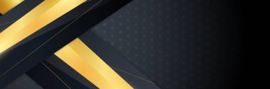 Soyut siyah altın metalik karbon nötr ışık örtüsü örgü tasarımı modern lüks fütüristik teknoloji arka planı. Oyun teknolojisi geniş pankart vektör illüstrasyonu.