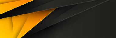 Abstract black orange metallic carbon neutral overlap light hexagon mesh design modern luxury futuristic technology background. Game tech wide banner vector illustration.