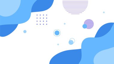 Soyut renkli Memphis düz geometrik şekiller arka plan. Çizgiler kare nokta üçgen daire ve dalgalı düz stil ile soyut kompozisyon. Poster, sunum, kart, kapak, afiş için tasarım.