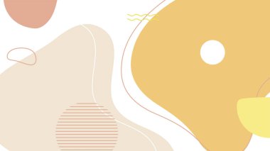 Soyut renkli Memphis düz geometrik şekiller arka plan. Çizgiler kare nokta üçgen daire ve dalgalı düz stil ile soyut kompozisyon. Poster, sunum, kart, kapak, afiş için tasarım.