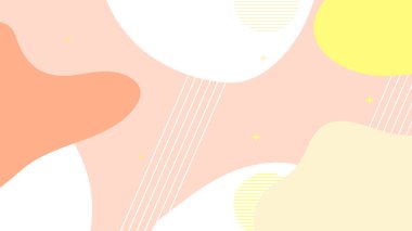 Soyut renkli Memphis düz geometrik şekiller arka plan. Çizgiler kare nokta üçgen daire ve dalgalı düz stil ile soyut kompozisyon. Poster, sunum, kart, kapak, afiş için tasarım.