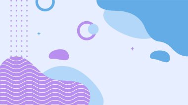 Soyut renkli Memphis düz geometrik şekiller arka plan. Çizgiler kare nokta üçgen daire ve dalgalı düz stil ile soyut kompozisyon. Poster, sunum, kart, kapak, afiş için tasarım.