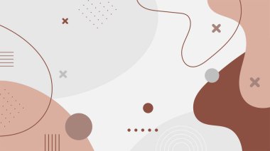 Soyut renkli Memphis düz geometrik şekiller arka plan. Çizgiler kare nokta üçgen daire ve dalgalı düz stil ile soyut kompozisyon. Poster, sunum, kart, kapak, afiş için tasarım.