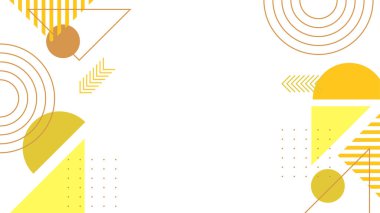 Soyut renkli turuncu Memphis düz geometrik şekiller arka plan. Çizgiler kare nokta üçgen daire ve dalgalı düz stil ile soyut kompozisyon. Poster, sunum, kart, kapak, afiş için tasarım.