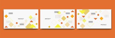 Soyut renkli Memphis düz geometrik şekiller arka plan. Çizgiler kare nokta üçgen daire ve dalgalı düz stil ile soyut kompozisyon. Poster, sunum, kart, kapak, afiş için tasarım.