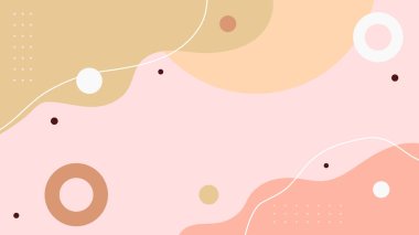 Soyut renkli Memphis düz geometrik şekiller arka plan. Çizgiler kare nokta üçgen daire ve dalgalı düz stil ile soyut kompozisyon. Poster, sunum, kart, kapak, afiş için tasarım.