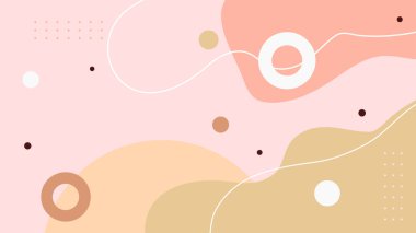 Soyut renkli Memphis düz geometrik şekiller arka plan. Çizgiler kare nokta üçgen daire ve dalgalı düz stil ile soyut kompozisyon. Poster, sunum, kart, kapak, afiş için tasarım.