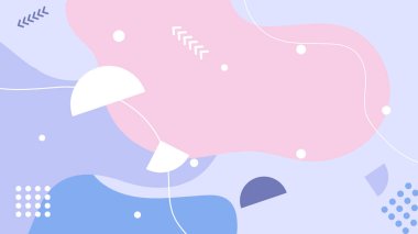 Soyut renkli Memphis düz geometrik şekiller arka plan. Çizgiler kare nokta üçgen daire ve dalgalı düz stil ile soyut kompozisyon. Poster, sunum, kart, kapak, afiş için tasarım.