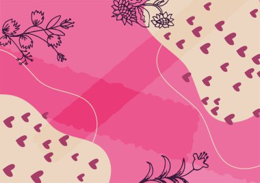 Hand drawn minimal floral abstract background with flower, leaves, geometric form, liquid, blob, and pattern. Stylish poster design for wall decoration