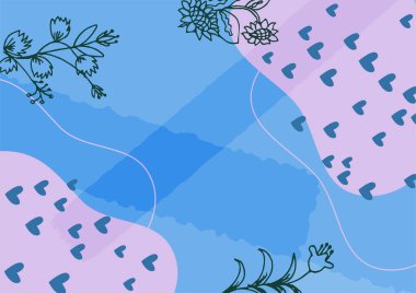 Hand drawn minimal floral abstract background with flower, leaves, geometric form, liquid, blob, and pattern. Stylish poster design for wall decoration