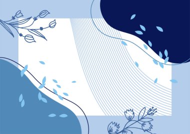 Hand drawn minimal floral abstract background with flower, leaves, geometric form, liquid, blob, and pattern. Stylish poster design for wall decoration