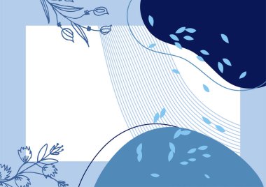 Hand drawn minimal floral abstract background with flower, leaves, geometric form, liquid, blob, and pattern. Stylish poster design for wall decoration