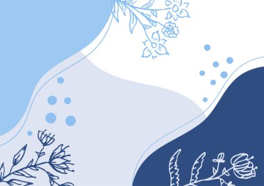 Hand drawn minimal floral abstract background with flower, leaves, geometric form, liquid, blob, and pattern. Stylish poster design for wall decoration