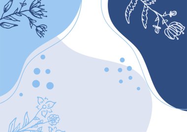 Hand drawn minimal floral abstract background with flower, leaves, geometric form, liquid, blob, and pattern. Stylish poster design for wall decoration