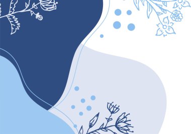 Hand drawn minimal floral abstract background with flower, leaves, geometric form, liquid, blob, and pattern. Stylish poster design for wall decoration