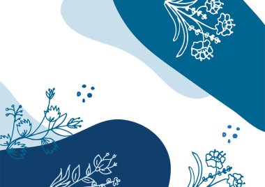 Hand drawn minimal floral abstract background with flower, leaves, geometric form, liquid, blob, and pattern. Stylish poster design for wall decoration