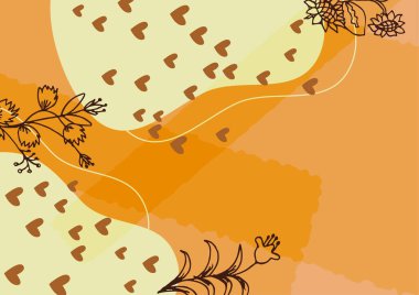 Hand drawn minimal floral abstract background with flower, leaves, geometric form, liquid, blob, and pattern. Stylish poster design for wall decoration