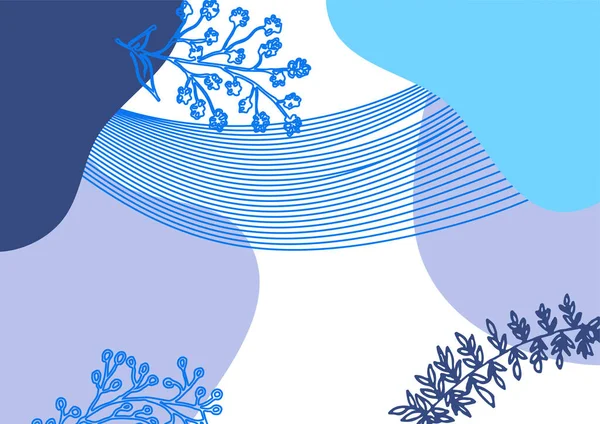 Hand drawn minimal floral abstract background with flower, leaves, geometric form, liquid, blob, and pattern. Stylish poster design for wall decoration